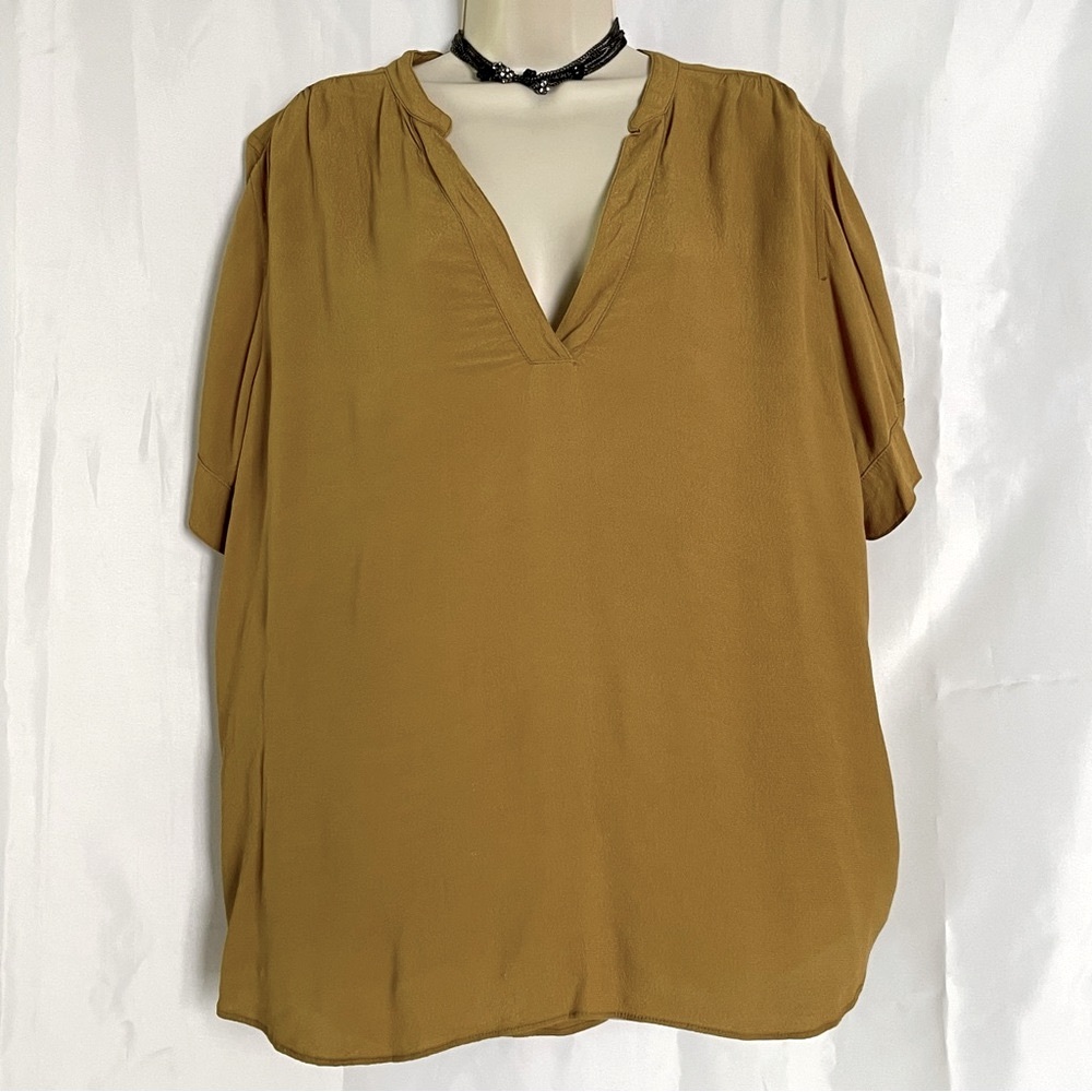JCrew Vneck Mustard Short Sleeve Tunic Top